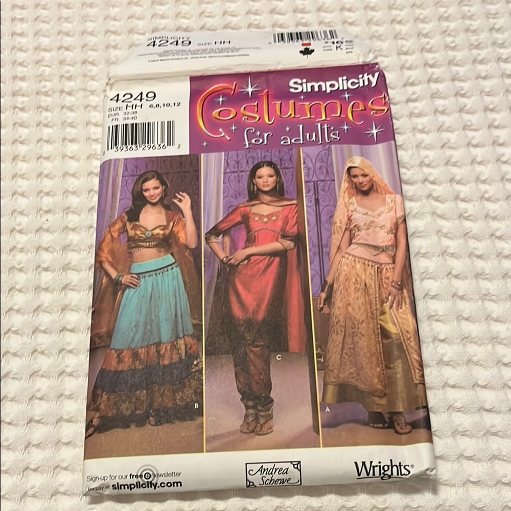 Simplicity Costume Pattern belly dancer